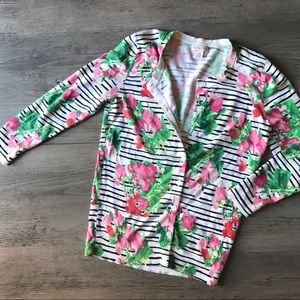 ♥️ 3/$15 Merona Floral And Striped Cardigan